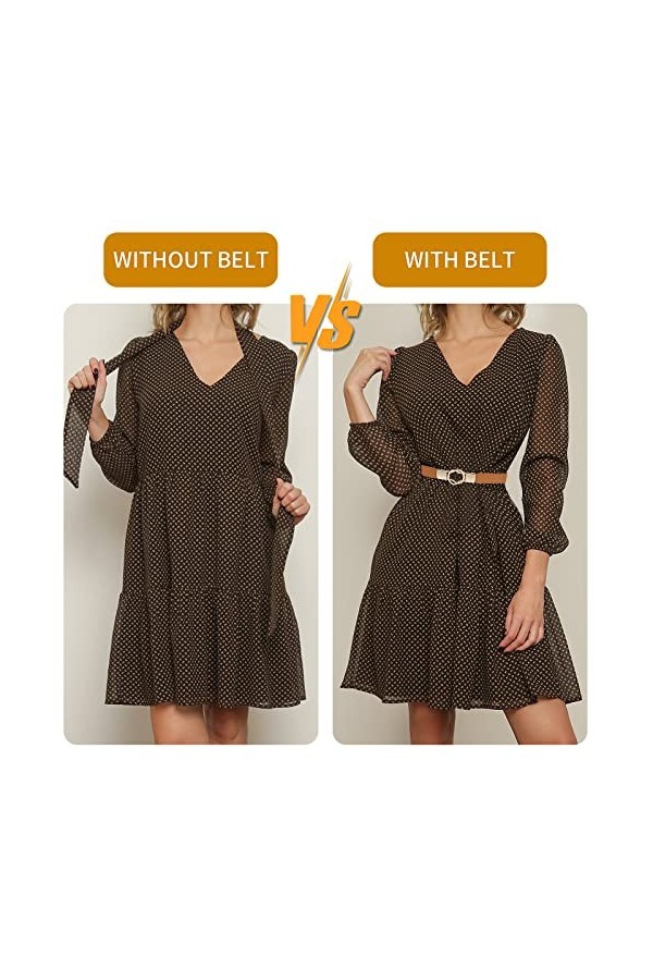 cobee Lot de 4 ceintures élastiques à la taille pour femme - Taille 66-89 cm, Marron, blanc, noir, or