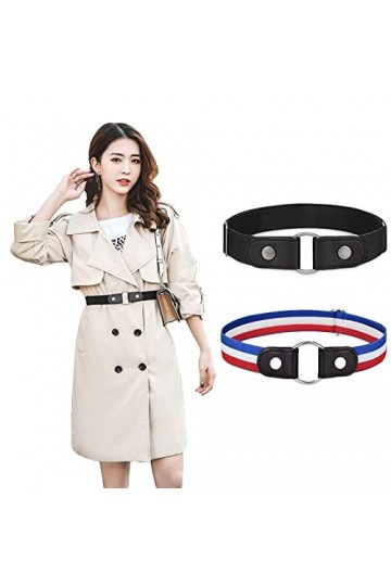 WUDQIJI Lot de 2 ceintures élastiques sans boucle - Sans boucle - Pour femme - Élastique - Sans boucle - Pour vêtements, jean