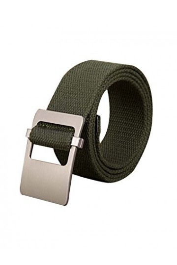 sourcing map Ceinture web en toile avec boucle coulissante en métal unisexe largeur 1 1/2 （3.81cm） Noir - Boucle plate rayée