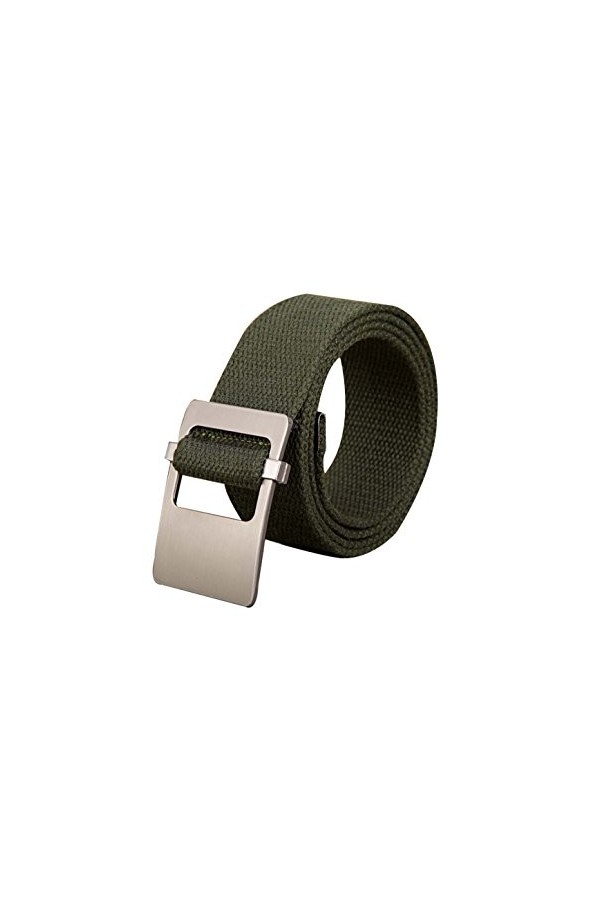 sourcing map Ceinture web en toile avec boucle coulissante en métal unisexe largeur 1 1/2 （3.81cm） Noir - Boucle plate rayée