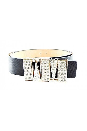 KIRALOVE Ceinture fille - idée cadeau originale - noir - simili cuir - boucle avec coeurs et - ceinture pour femme - excellen
