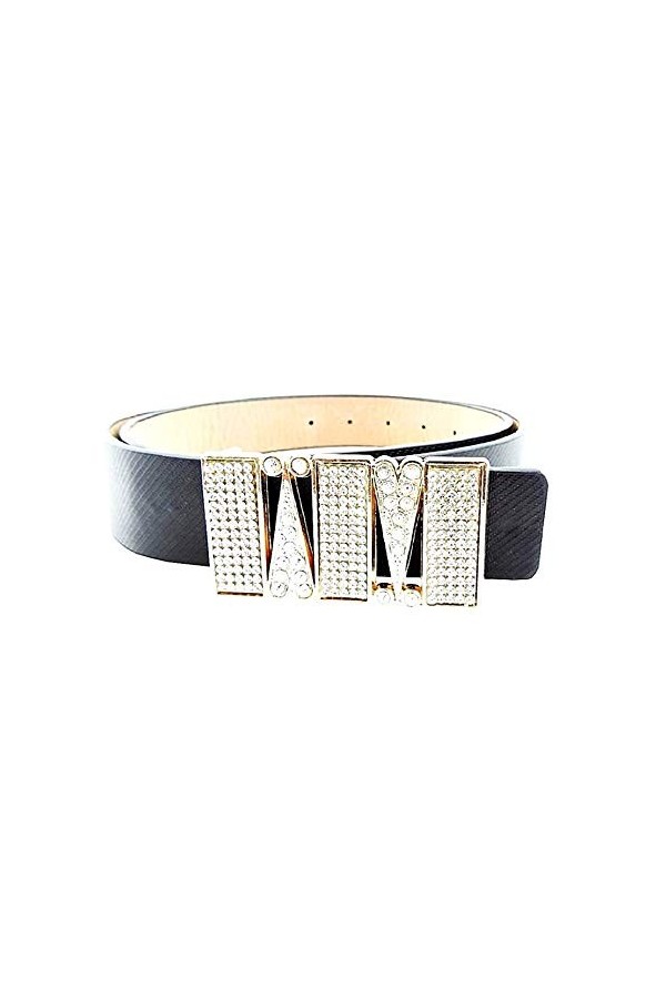 KIRALOVE Ceinture fille - idée cadeau originale - noir - simili cuir - boucle avec coeurs et - ceinture pour femme - excellen