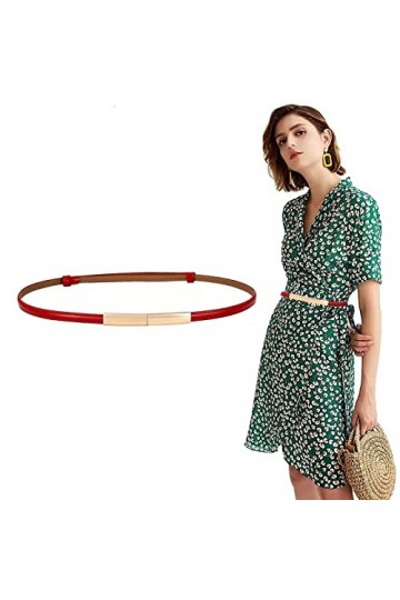 Ceintures de taille pour robes ceinture de taille en cuir PU rouge ceinture de robe mince et étroite réglable ceintures de ta