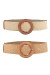 LUTER 2pcs&nbsp;Ceinture Élastique Femme,&nbsp;Ceintures Élastiques en&nbsp;Paille Ceintures pour&nbsp;Robe de&nbsp;Plage dÉté&nbsp;avec&nbsp;Boucle en&nbsp;Bois Tr