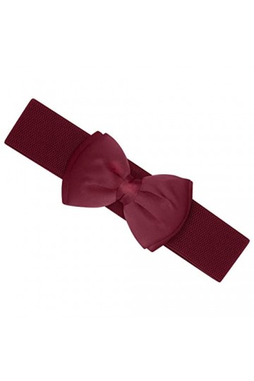 Ro Rox Vera Ceinture Large Élastique Années 1950 Vintage Retro Pin-Up Noeud Papillon Satin - Bourgogne L 