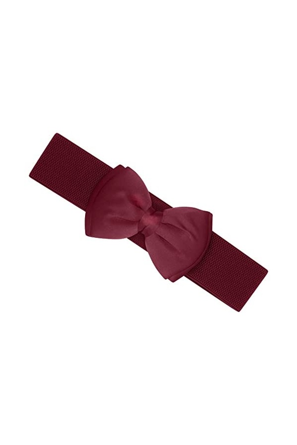 Ro Rox Vera Ceinture Large Élastique Années 1950 Vintage Retro Pin-Up Noeud Papillon Satin - Bourgogne L 