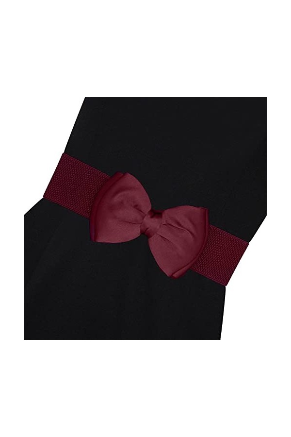 Ro Rox Vera Ceinture Large Élastique Années 1950 Vintage Retro Pin-Up Noeud Papillon Satin - Bourgogne L 