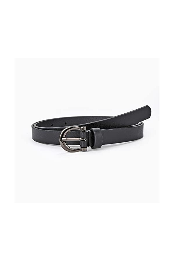DAJIA Ceinture à Motif léopard de créateur pour Femme 1.8Cm Ceintures étroites en Cuir Mince à Rayures zébrées Femme-Noir, 10