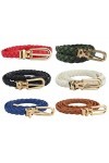 OuLi Store® Lot de 6PCS Ceinture Femme Fine Tisser avec Boucle pour Robe Jeans Petite Couleurs de bonbons Fine Ceinture en Cu