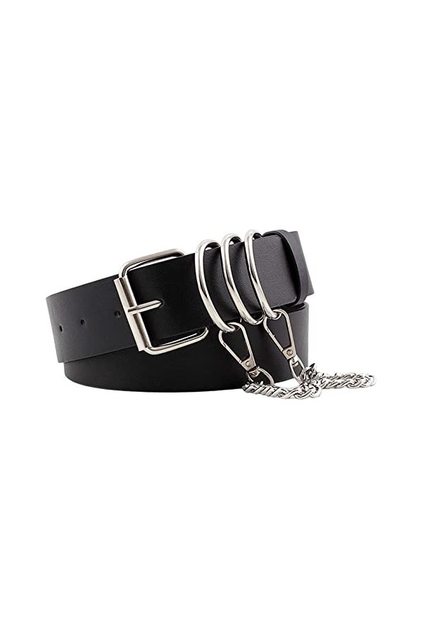 Ceinture en cuir synthétique pour femme, ceinture réglable pour pantalon, robe de fête, marron, marron, Punk noir, M