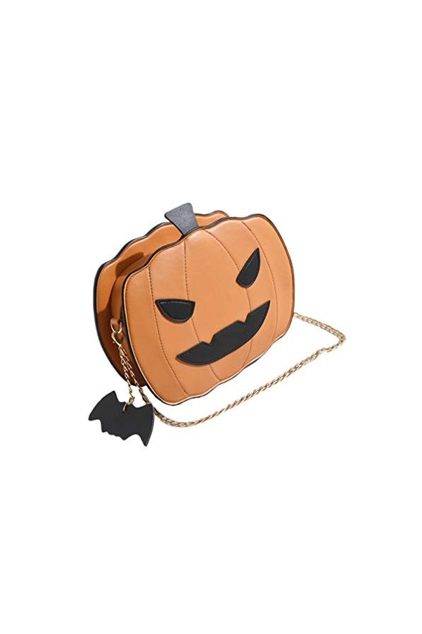 Tendycoco Sac à bandoulière pour femme avec chaîne Motif citrouille - Orange - Orange,