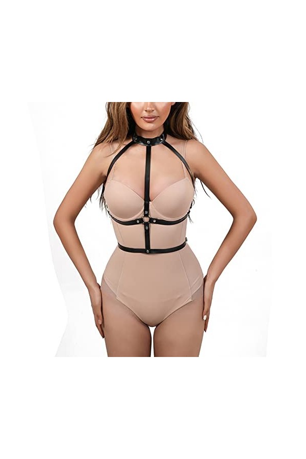 Love69Toys Ceinture punk pour femme en cuir synthétique gothique ceinture de corps pour cosplay, fête, accessoires gothiques 