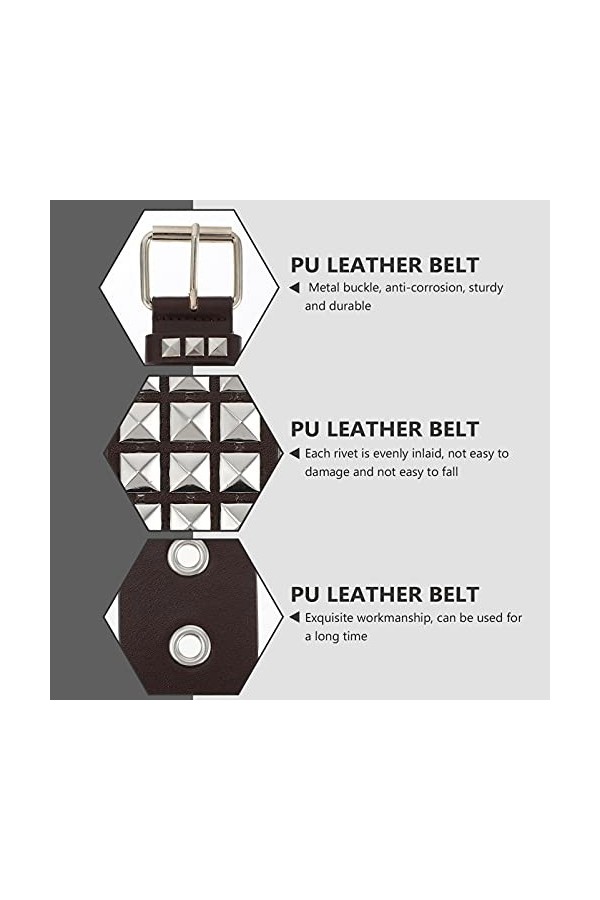 GALPADA 1Pc en Cuir Réglable Taille Café Pratique Vintage Noir Punk Goth avec Clouté Cool Rivet pour Boucle Jeans Femmes Homm