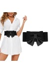 YSJZBS Ceinture pour femme - Extensible - Marron - En cuir - Largeur - Ceinture en métal - Robe - Fleur - Stretch - Ceinture 