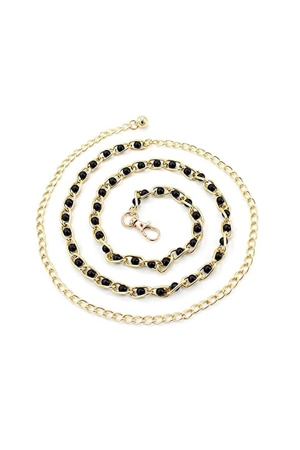 SAIBAO Mode Femmes Robe décoration Ceintures élégantes Dames Perle Taille chaîne en métal chaîne Ceinture Sauvage Mince Ceint