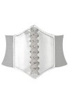 HANERDUN Ceinture Corset pour Femme Cuir Corset à Lacets Ceinture Élastique Ceinture Rétro Cinch Quatre Tailles - Argent - Ta