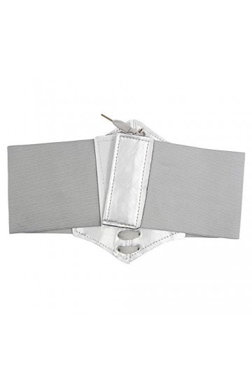 HANERDUN Ceinture Corset pour Femme Cuir Corset à Lacets Ceinture Élastique Ceinture Rétro Cinch Quatre Tailles - Argent - Ta