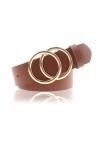 Udekit Ceinture en Faux Cuir avec Double Anneau Torique Ceinture en Cuir PU Souple pour Femme Fille Dame XX-Large Marron