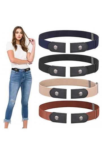 Dilightnews 4 pièces Ceinture Extensible Sans Boucle, Ceinture Réglable Sans Boucle, Femme Ceintures Sans Boucle, Ceinture Él
