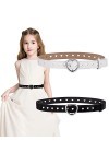 QH-Shop Femme Ceinture Cuir Pu 2 Pièces Ceinture en Jean Enfants avec Boucle en Forme de Coeur Réglable Vintage Habillée pour