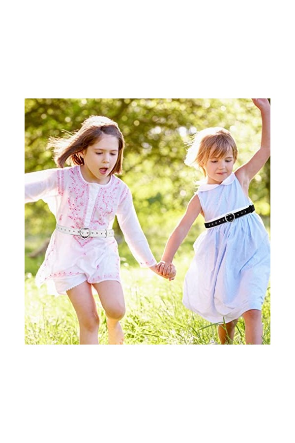 QH-Shop Femme Ceinture Cuir Pu 2 Pièces Ceinture en Jean Enfants avec Boucle en Forme de Coeur Réglable Vintage Habillée pour