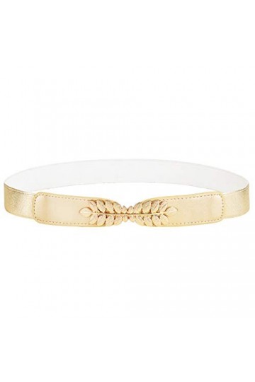 Coucoland Ceinture Décorative en Métal pour femme Ceinture Fine Elastique Ceinture de Robe à Motif feuilles Elastique Style-1