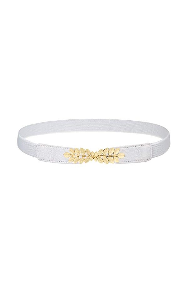 Coucoland Ceinture Décorative en Métal pour femme Ceinture Fine Elastique Ceinture de Robe à Motif feuilles Elastique Style-1