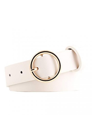Nureinss Ceinture - En cuir - Avec boucle ronde - 2,6 cm de large - Pour femme - Blanc - Taille Unique
