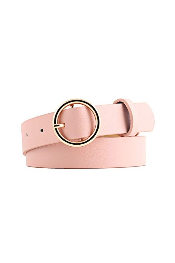 Nureinss Ceinture - En cuir - Avec boucle ronde - 2,6 cm de large - Pour femme - Blanc - Taille Unique