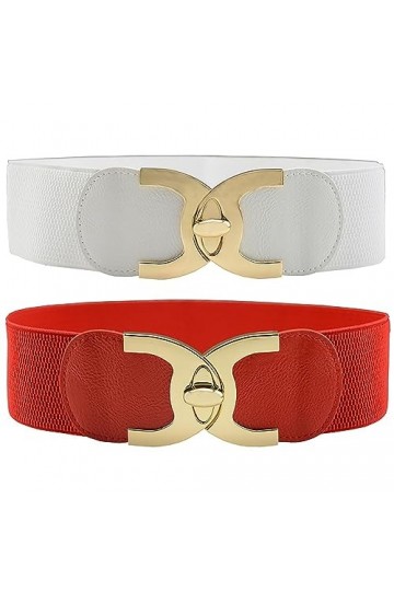 BBHKKL Ceinture Élastique pour Femme - Large Ceinture Vintage pour Robe, Chemises Ceintures de Mode pour Dames 2 