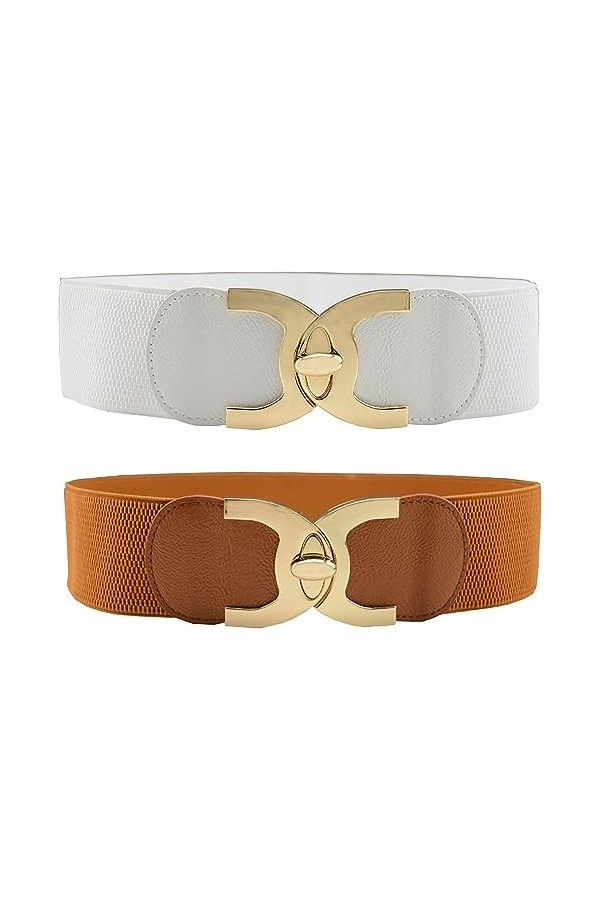 BBHKKL Ceinture Élastique pour Femme - Large Ceinture Vintage pour Robe, Chemises Ceintures de Mode pour Dames 2 