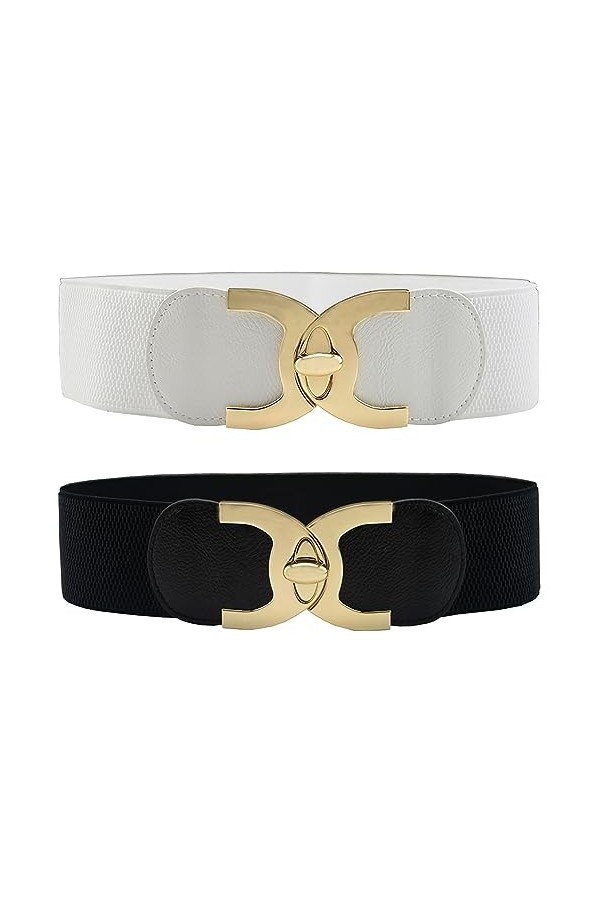 BBHKKL Ceinture Élastique pour Femme - Large Ceinture Vintage pour Robe, Chemises Ceintures de Mode pour Dames 2 