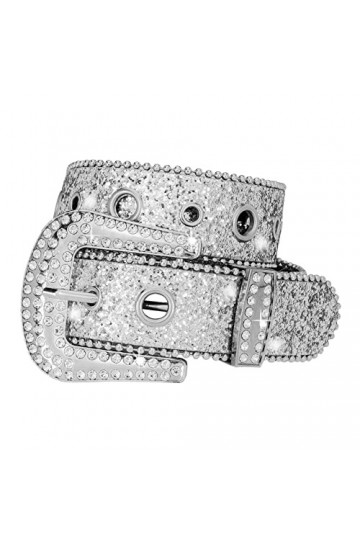 Korhleoh Ceinture en strass pour femme homme, ceinture en cuir avec clous Cowgirl Cowboy pour pantalon jean pour taille 74-1