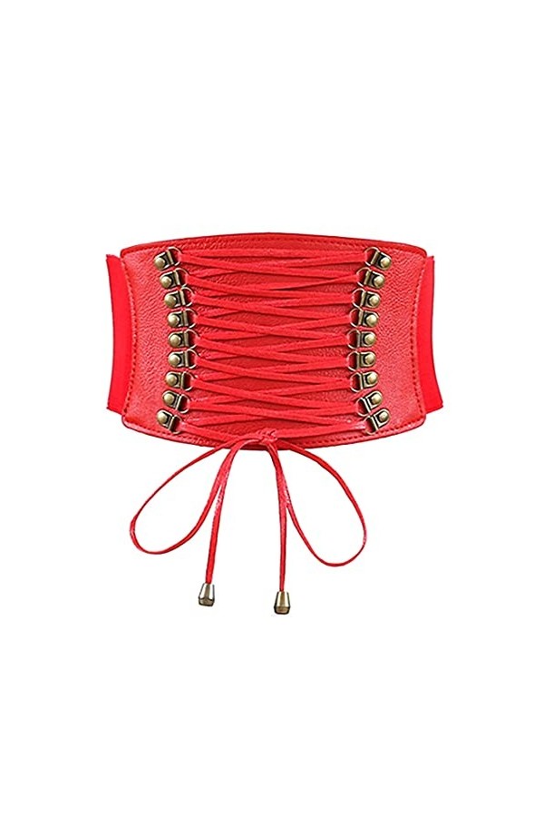 Meschett Ceinture à lacets élastique en cuir PU à taille haute pour dames pour la fête quotidienne