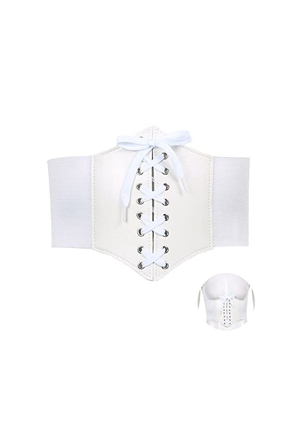 Spldsun Ceinture Corset, Élastique Corset, Corset Serre Taille, Cuir, Ajustable, pour Dames, Filles, Halloween, Jeu Rôle Noi