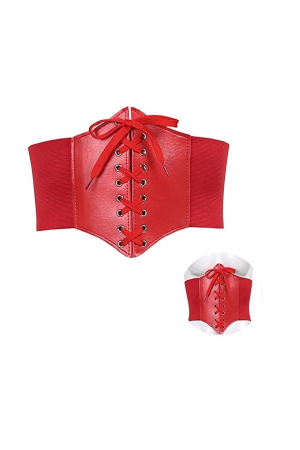 Spldsun Ceinture Corset, Élastique Corset, Corset Serre Taille, Cuir, Ajustable, pour Dames, Filles, Halloween, Jeu Rôle Noi