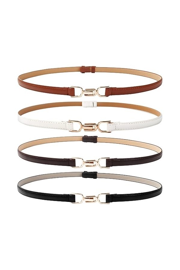 Nizirioo 4 Pièces Ceinture Fine Ceintures Fines En Cuir Ceinture Fine Pour Robe Ceinture Femme Ceinture Dames Avec Boucle Mét