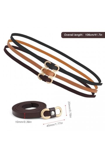 JANDH Ceinture Femme Cuir, 3 Pièces Ceinture Fine Femme, Trois Couleurs Ceinture, Ceintures Femme, pour Portez-le avec Jeans,