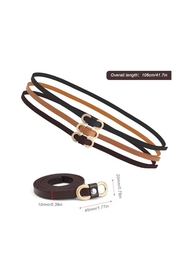 JANDH Ceinture Femme Cuir, 3 Pièces Ceinture Fine Femme, Trois Couleurs Ceinture, Ceintures Femme, pour Portez-le avec Jeans,