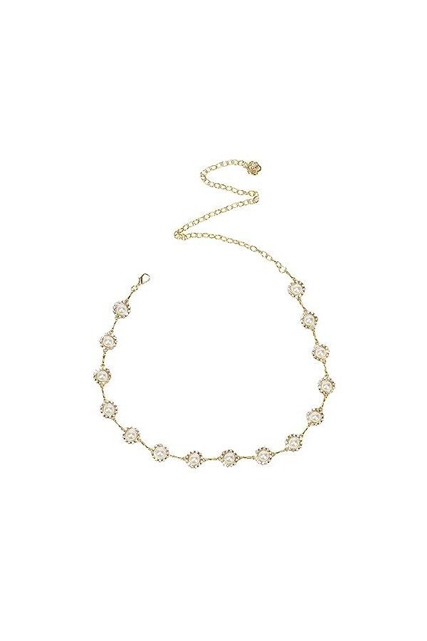 Floatdream Fashion Ceinture en Chaîne pour Femme, Femmes Casual Fashion Metal Wear Ceinture, Ceinture avec Perles, Pour la Dé