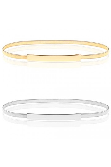 GUUFOO 2 Pièces Ceinture Fine en Métal avec Chaîne, Ceinture pour Robe Décoration Simple, Métal Strass Corps Chaîne Ceinture,