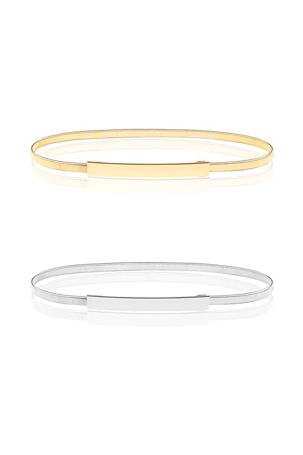 GUUFOO 2 Pièces Ceinture Fine en Métal avec Chaîne, Ceinture pour Robe Décoration Simple, Métal Strass Corps Chaîne Ceinture,