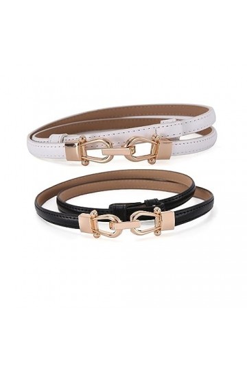 GANMFOYC 2 Pièces Ceinture en cuir maigre pour femmes, Ceintures fines élégantes, Ceinture fine avec boucle en métal pour rob