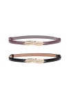 GANMFOYC 2 Pièces Ceinture en cuir maigre pour femmes, Ceintures fines élégantes, Ceinture fine avec boucle en métal pour rob