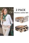 Ceinture en Similicuir pour Femme 2 Pièces Ceintures Vintage Motif Serpent Léopard 2cm de Largeur avec Boucle Ronde Belts pou