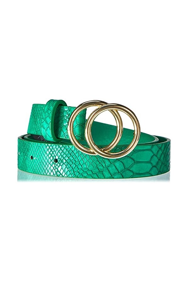 Only ONLRASMI PU Snake Jeans Belt Ceinture, Vert Classique-Détails : Boucle dorée, 85 cm Femme