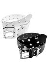 Lovesmile Ceinture à Rivets, 2 Pièces Ceinture à Double œillet en Cuir, Ceinture Rivetée Punk, Ceintures à Rivets Double Trou