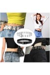 Lovesmile Ceinture à Rivets, 2 Pièces Ceinture à Double œillet en Cuir, Ceinture Rivetée Punk, Ceintures à Rivets Double Trou