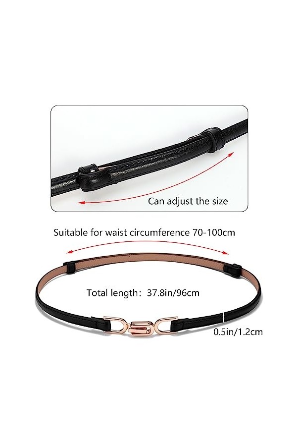 2 Pcs Ceinture Fine Pour Femme Ceinture Étroite Ceinture Cuir Ajustable Boucle Métal Ceinture Fine Taille Ceinture Nouer Skin