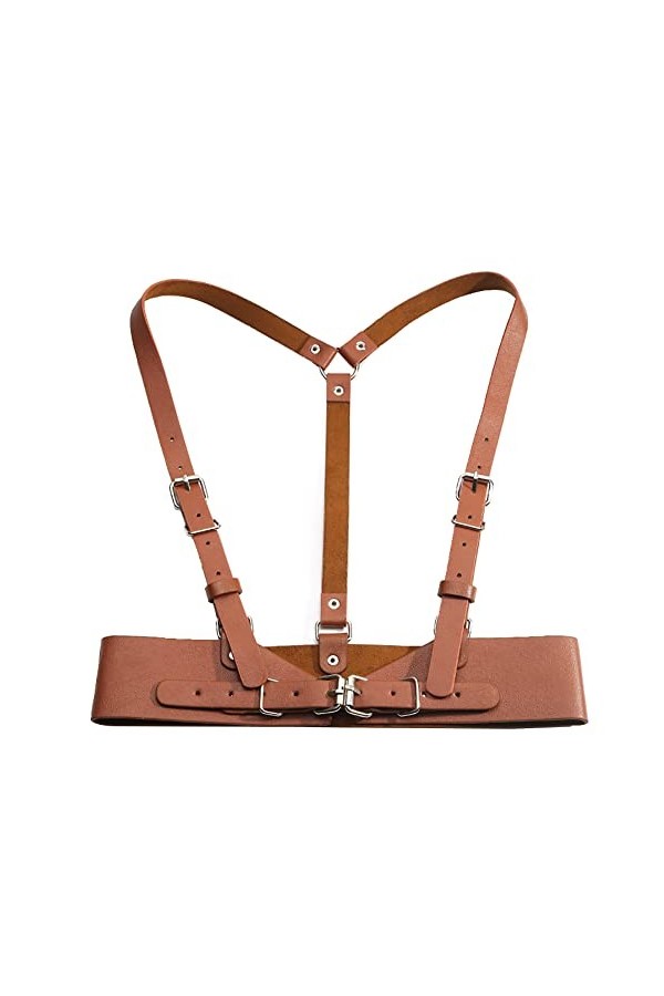 Punk Taille Harnais Ceinture en Cuir Poitrine Ceinture Extensible Noir Gilet Gothique Ceinture Chaîne à La Taille Ajustable C